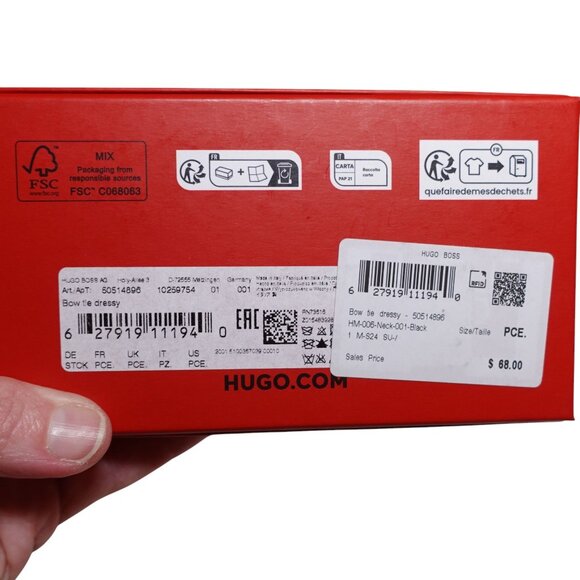 NWT Hugo Boss Men's Dressy Bow Tie With Jacquard Pattern Black 100% Silk - Picture 6 of 8